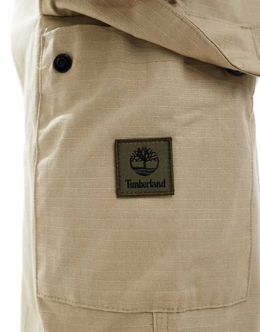 Timberland - Pantaloni cargo color pepe al limone in tessuto ripstop con stemma cucito, 4 di 5