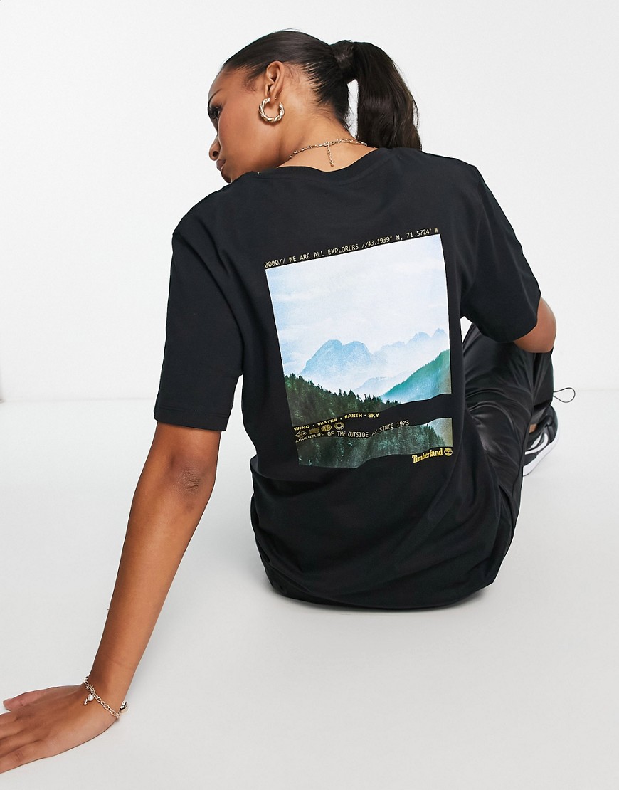 Timberland photographic back print t-shirt in black