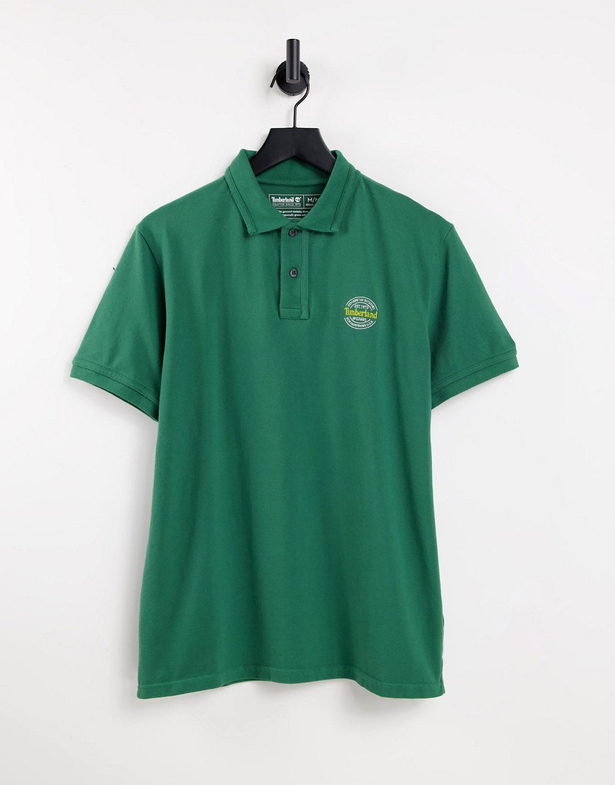 Timberland – Pikee-Polohemd mit Logo auf der Brust-Grün