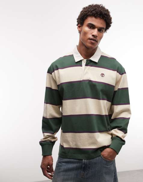 Timberland - Polo color masilla y verde pino de rugby - view 1
