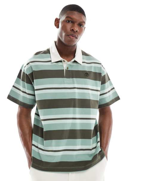 Timberland - Polo rayé style rugby - Vert - view 1