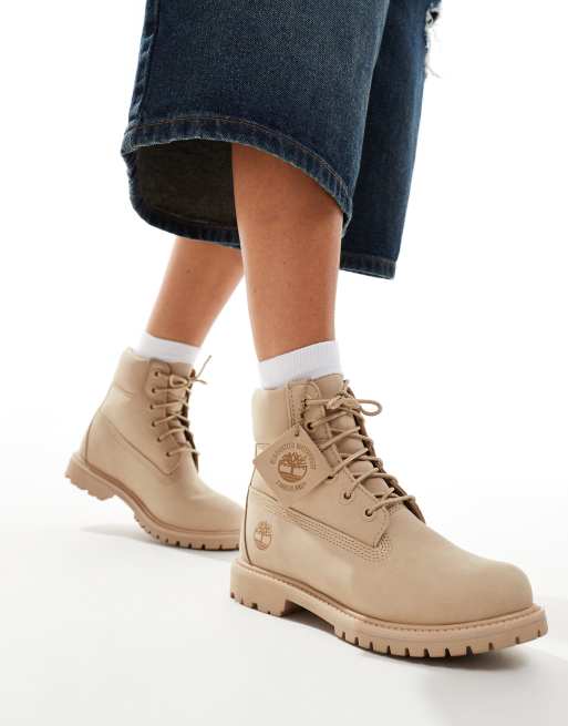 Timberland premium 6 inch boots in beige nubuck ASOS