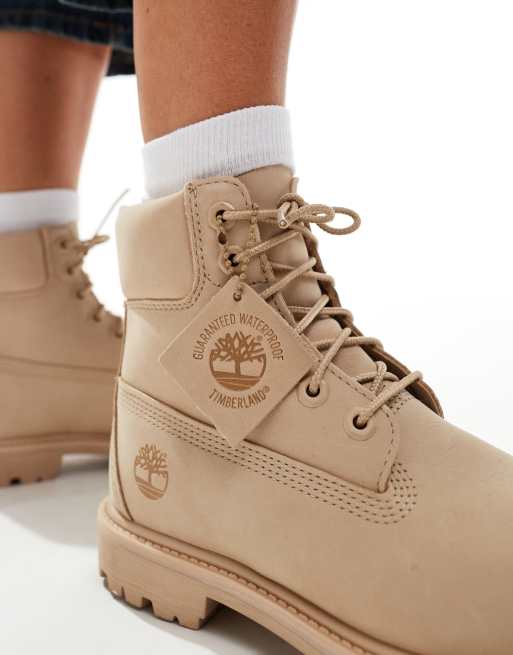 Timberland premium 6 inch boots in beige nubuck ASOS