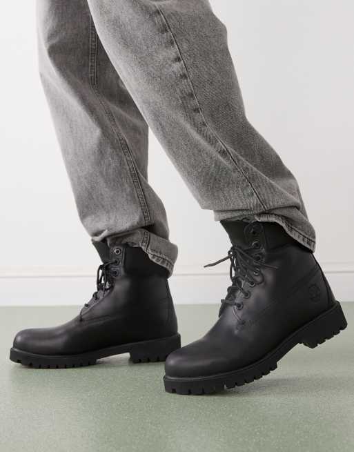 Timberland premium inch boots in black leather ASOS