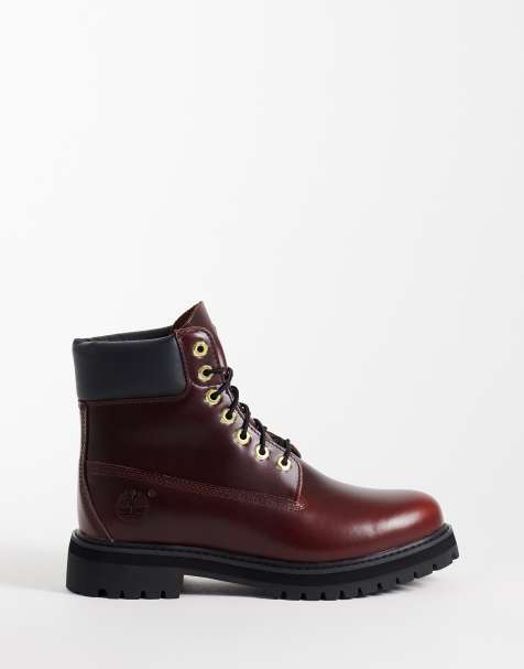 Timberland premium 6 inch boots in burgundy - view 1