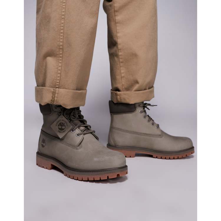 Timberland premium 6 inch boots in olive nubuck | ASOS