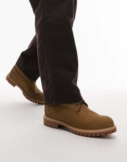 Timberland premium inch boots in olive nubuck ASOS