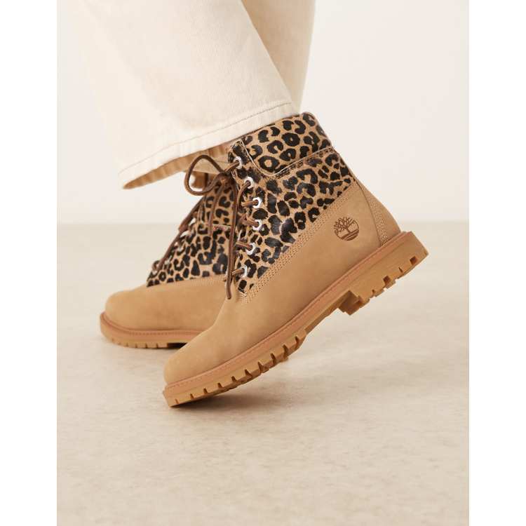 Timberland premium inch boots in pony hair leopard print ASOS