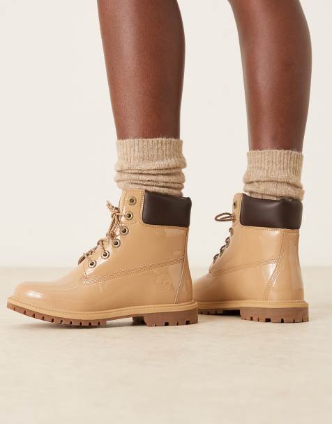 Timberland premium 6 inch boots in wheat tan patent leather - view 1