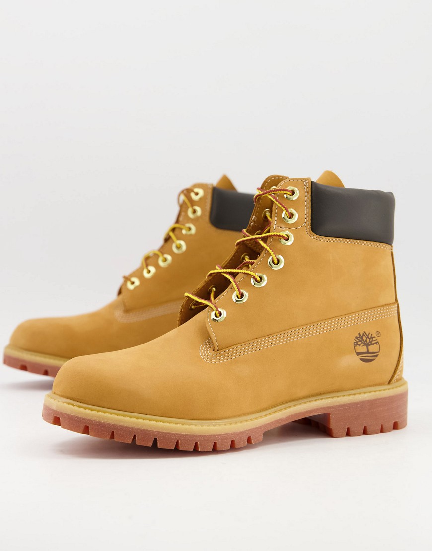 timberland premium 6 inch boots in wheat tan-brown