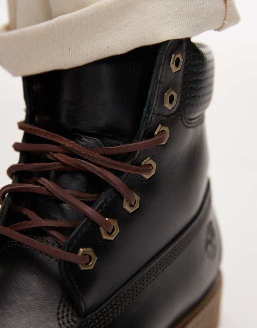 Timberland – Premium 6 Inch – Stiefel aus Leder in Dunkelgrün mit Webdetail, 3 von 4