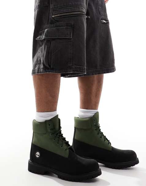 Timberland premium 6 inch waterproof boot in black and dark green - view 1