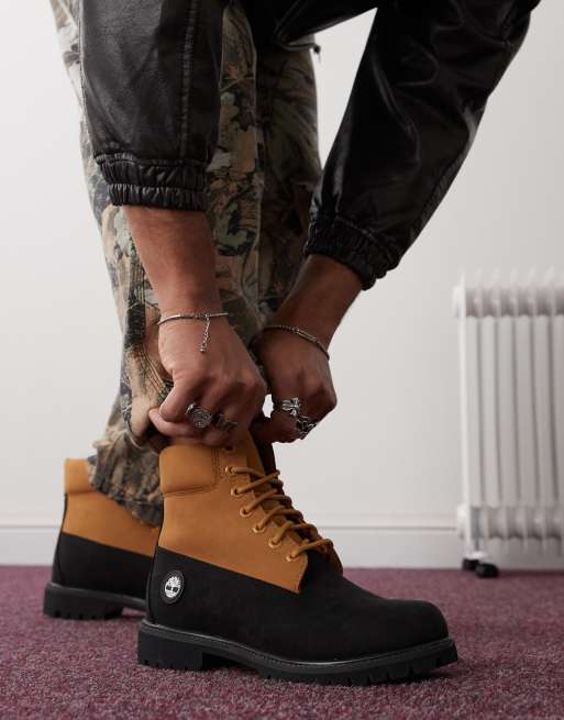 Timberland premium 6 inch waterproof boot in black and wheat ASOS