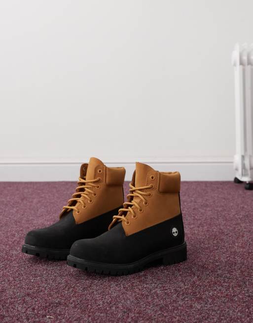 Timberland premium inch waterproof boots in black and wheat ASOS