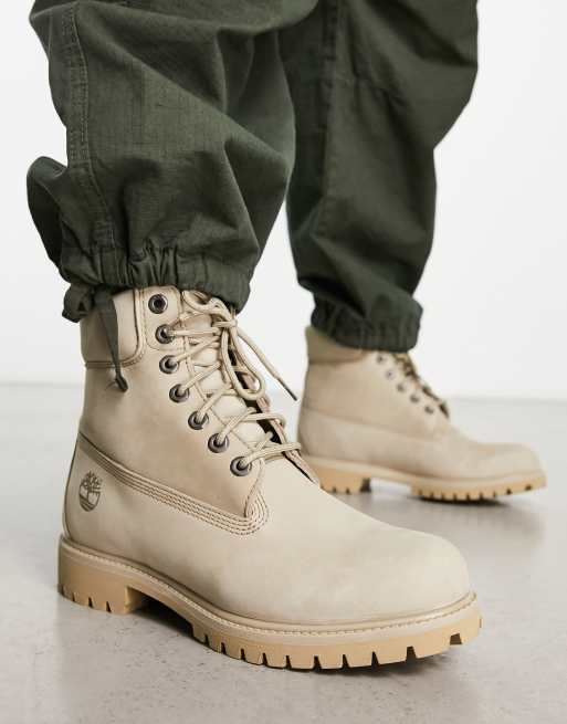 Fokken Aanhankelijk Namaak Timberland premium 6inch boots in beige nubuck | ASOS