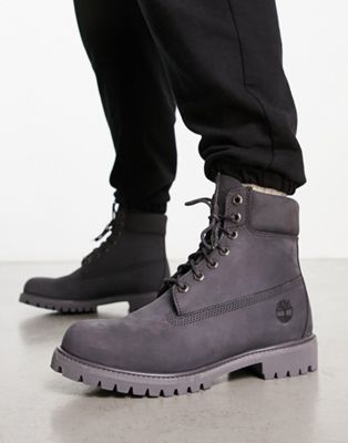 Timberland premium 6inch boots in dark grey nubuck - ASOS Price Checker