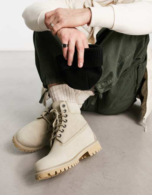 Timberland – Premium – Beiga boots i nubuckläder, 6 tum