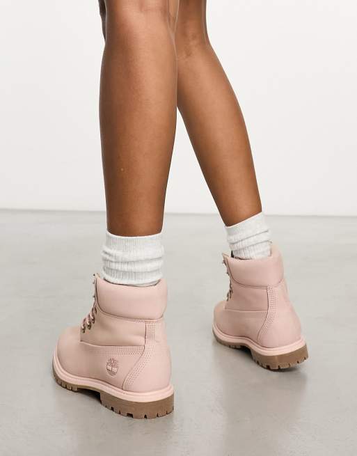 Timberland - Premium - Lyse og pink 6-tommer støvler i nubuck-læder, 3 af 4