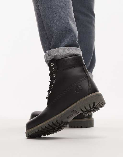 Timberland – Premium – Svarta boots i läder med vävda detaljer, 6 tum, 4 av 4