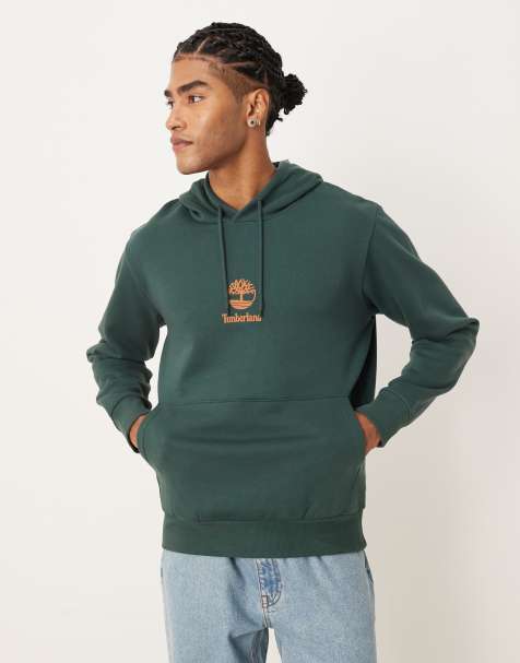 Timberland Print stack logo hoodie in green gables - view 1