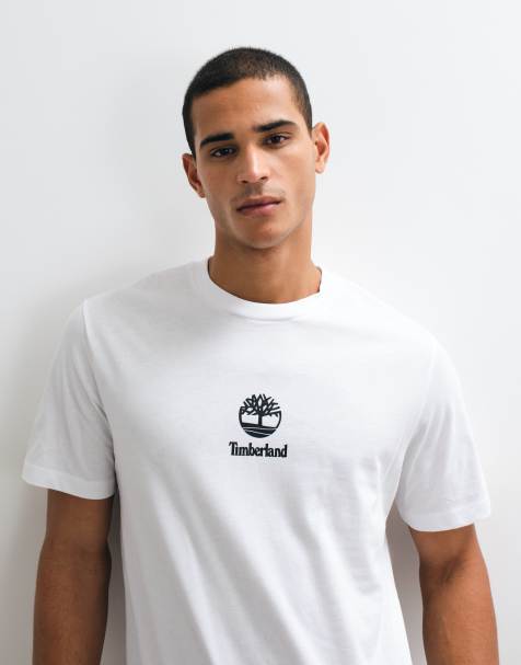 Timberland Print stack logo short sleeve tee in white - view 1