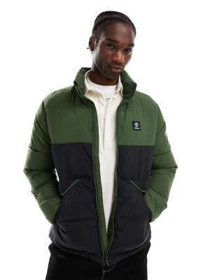 Timberland – Pufferjacke in zweifarbigem Grün mit kleinem Logo - view 1