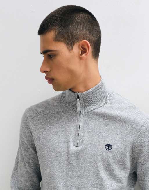 Timberland pull à col zippé 1/4 en gris chiné moyen, 2 de 5