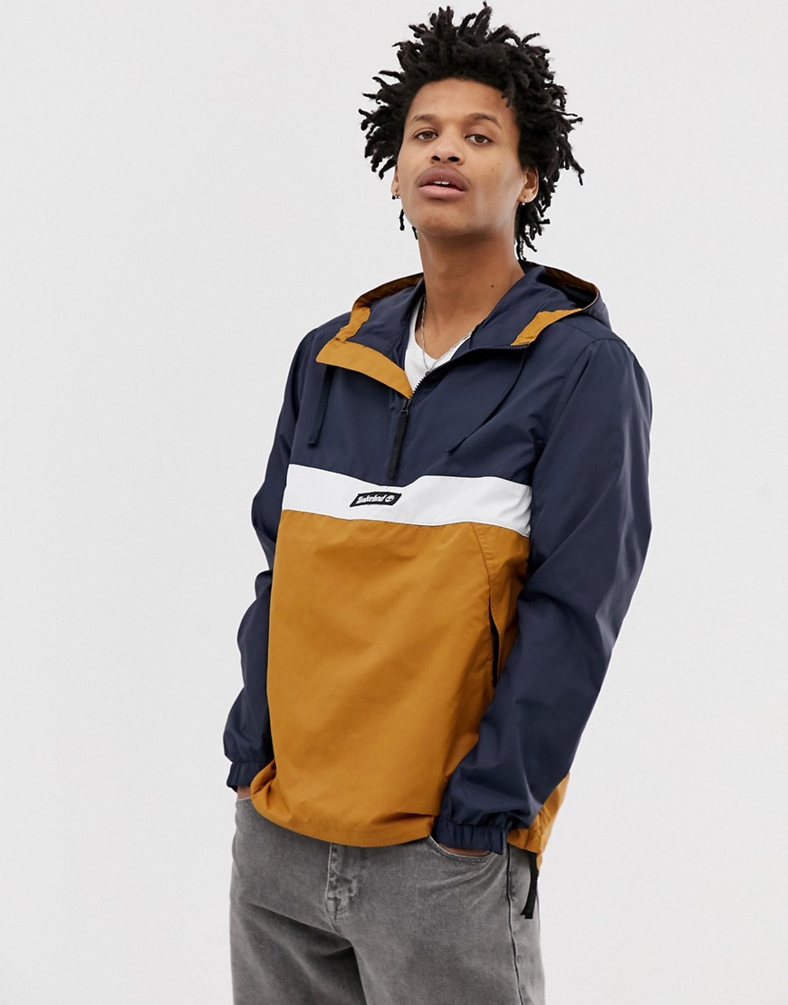 Timberland Pullover jakke i farveblokke navy/hvid/guld-Marineblå