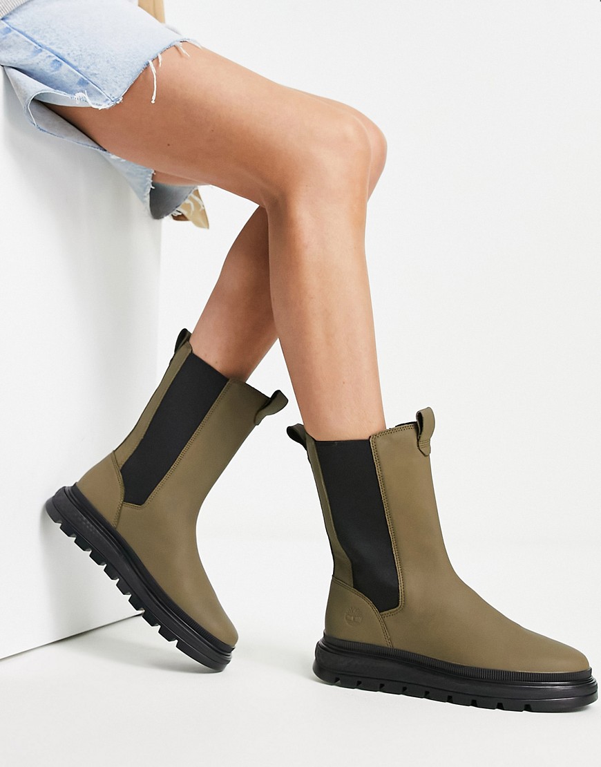 timberland ray city combat chelsea boots in khaki-green