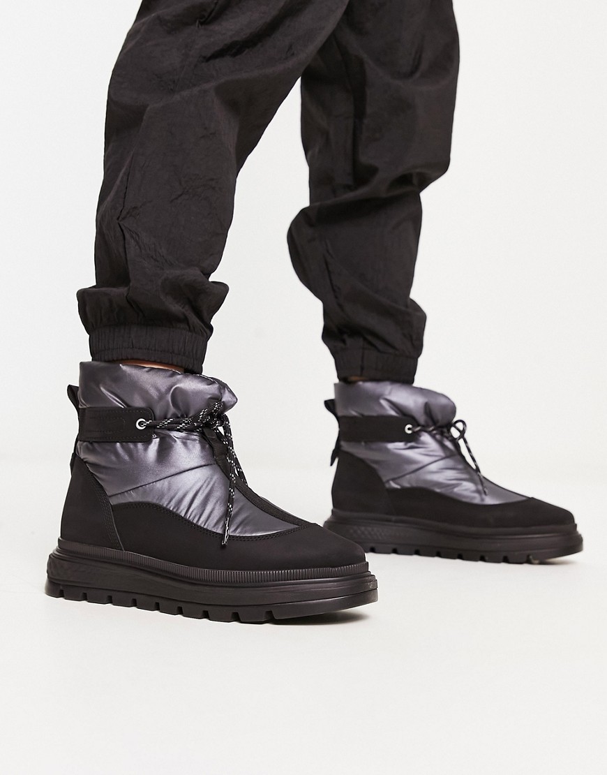 Timberland Ray City Puffer Boots In Black Leather