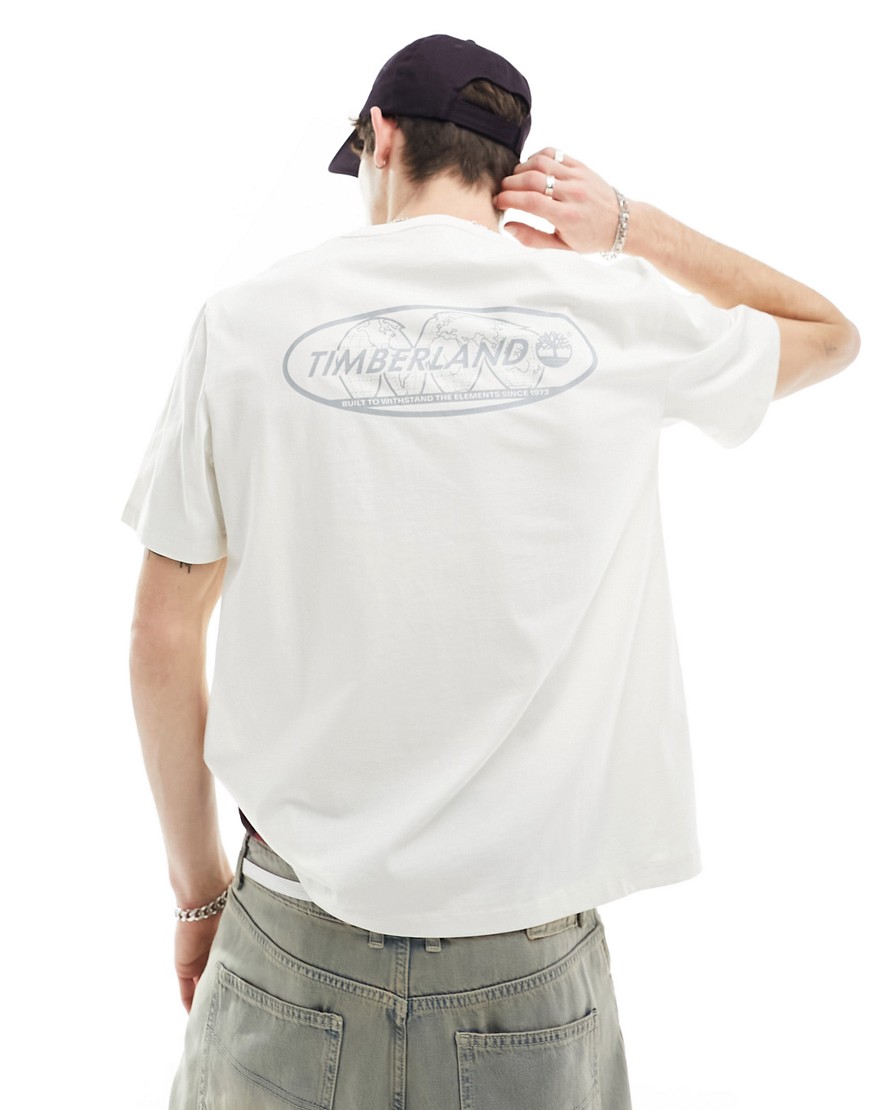 Timberland reflective backprint logo t-shirt in off white