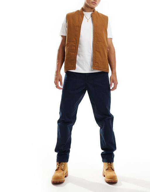 Timberland - Regular-fit workwearbroek van gewassen canvas in marineblauw