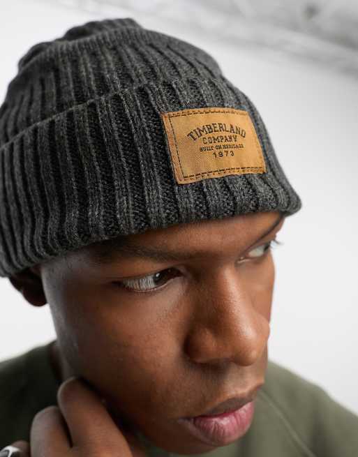 Timberland Ribbed beanie in dark grey | ASOS