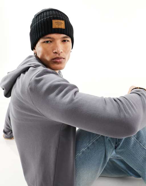 Timberland - Ribstrikket hue i sort