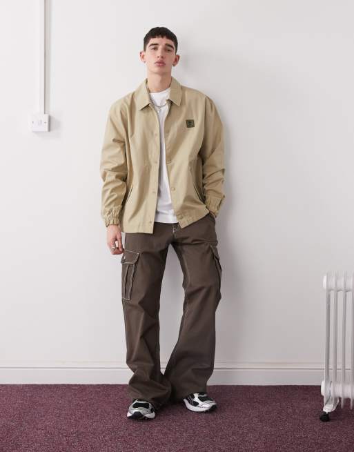 Timberland ripstop chest logo coach jacket in beige | ASOS