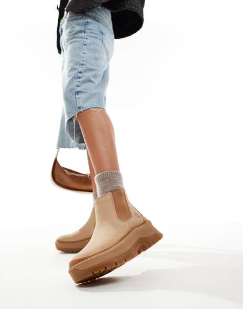 Timberland – Roxie Lane – Chelsea-Stiefel aus beigem Nubuk mit dicker Sohle - view 1