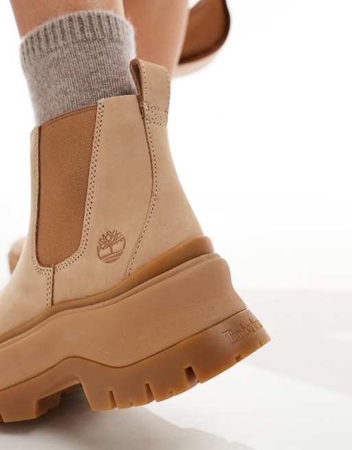 Timberland – Roxie Lane – Chelsea-Stiefel aus beigem Nubuk mit dicker Sohle, 3 von 4
