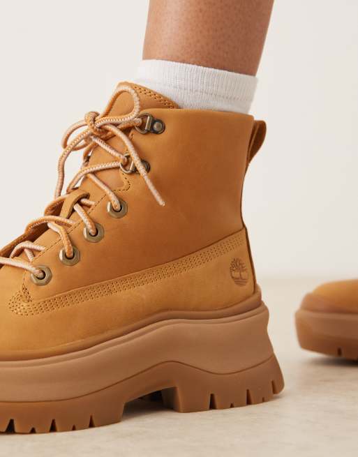 Timberland Roxie lane mid lace-up boot in wheat full grain, 2 of 4