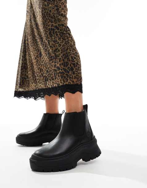 Timberland - Roxy Lane - Chelsea boots van leer met dikke zool in zwart - view 1