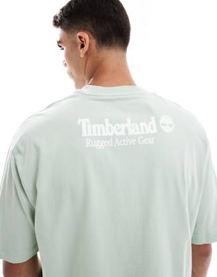 Timberland Timberland rugged backprint t-shirt in green - Exclusive to ASOS