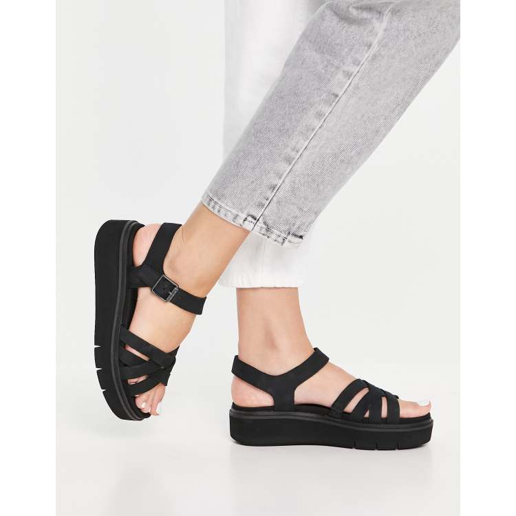 Timberland safari dawn strappy sandals in black ASOS