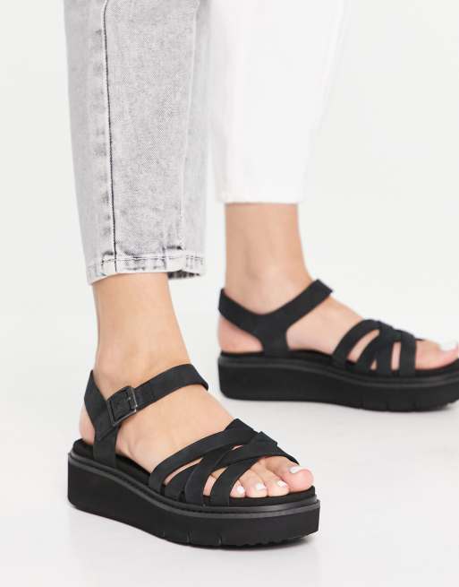 Timberland safari dawn strappy sandals in black ASOS