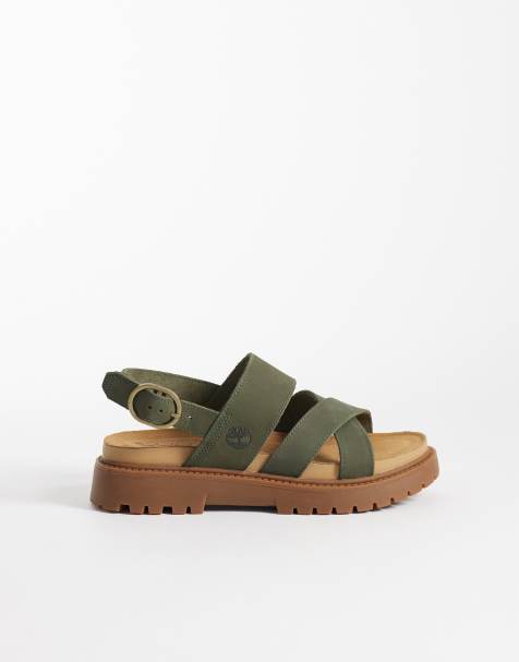 Timberland - Sandales à bride arrière en nubuck - Vert foncé - view 1