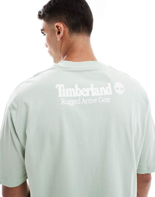 Timberland - Sart lysegrøn T-shirt med print på ryggen - Kun hos ASOS
