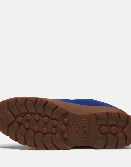 Timberland scarpa bassa stringata in nabuk blu acceso, 3 di 4