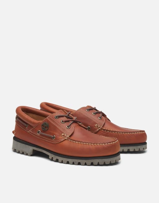 Timberland - Scarpe da barca arancione medio in pelle pieno fiore