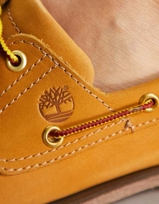 Timberland - Scarpe da barca classiche a 2 paia di occhielli in pelle nabuk color grano, 3 di 4