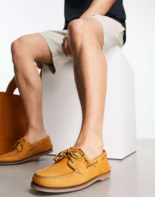 Timberland - Scarpe da barca classiche a 2 paia di occhielli in pelle nabuk color grano, 4 di 4