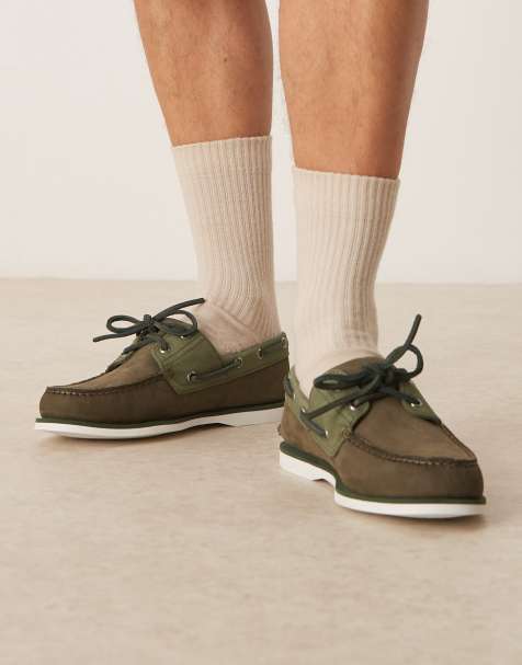 Timberland - Scarpe da barca con 2 paia di occhielli in nabuk verde scuro - view 1