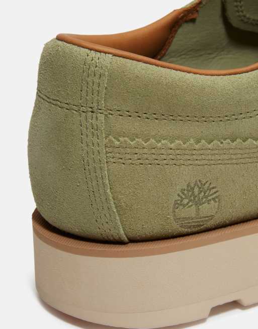 Timberland - Scarpe stringate in camoscio verde chiaro, 4 di 5